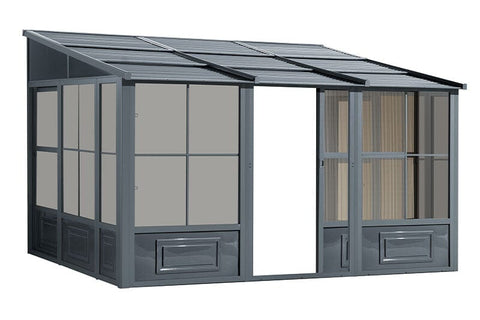 Image of Gazebo Penguin Add-a-Room Patio Enclosure Kit with Metal Roof Solarium Gazebo Penguin Grey 8'x16' 