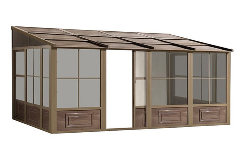 Image of Gazebo Penguin Add-a-Room Patio Enclosure Kit with Metal Roof Solarium Gazebo Penguin Tan 10'x16' 