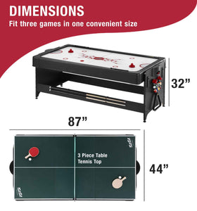 GLD Fat Cat Original 3 In 1 7' Pockey Multi-Game Table - Red Game Table GLD 
