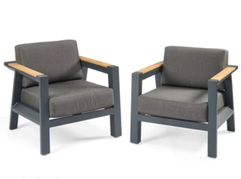 Image of OGC Darien Teak Chat Chairs Outdoor Furniture Outdoor Greatroom Company 