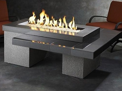 Outdoor 42" Uptown Linear Burner Brown/Black Gas Fire Pit Table - The Better Backyard