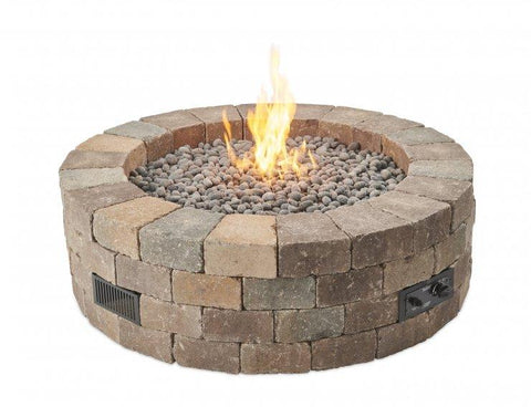 Outdoor Bronson Block Round Gas Fire Pit Kit Fire Pit Outdoor Greatroom Company 