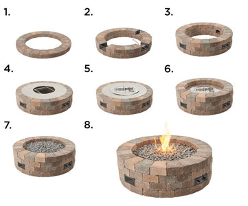 Outdoor Bronson Block Round Gas Fire Pit Kit Fire Pit Outdoor Greatroom Company 