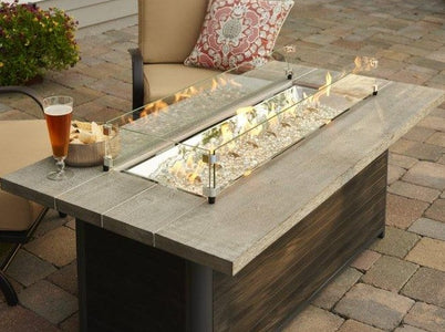 Outdoor Cedar Ridge Linear Gas Fire Pit Table - The Better Backyard