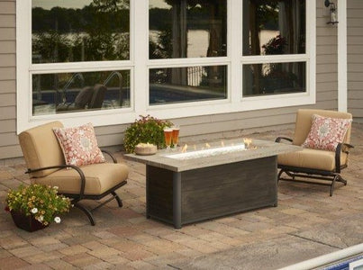 Outdoor Cedar Ridge Linear Gas Fire Pit Table - The Better Backyard