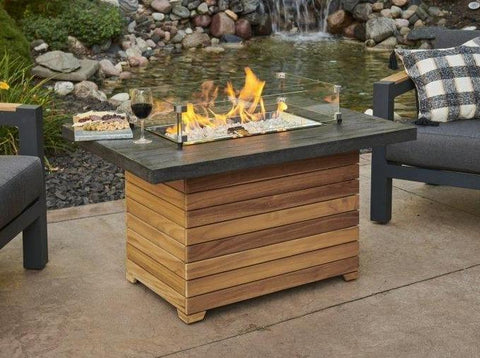 Image of Outdoor Darien Rectangular Gas Fire Pit Table with Everblend Top Fire Pit Outdoor Greatroom Company 