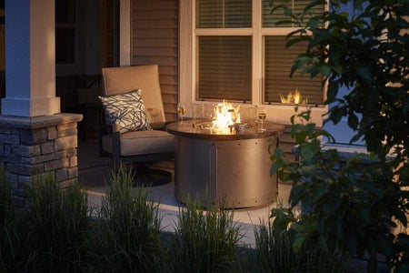 Outdoor  Edison Round Gas Fire Pit Table - The Better Backyard