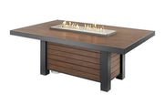 Image of Outdoor Kenwood Linear Dining Height Gas Fire Pit Table - The Better Backyard