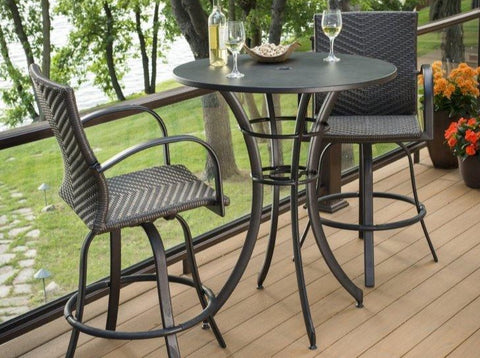 Image of Outdoor Leather Wicker Bar Stools - The Better Backyard