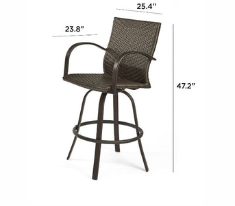 Outdoor Leather Wicker Bar Stools - The Better Backyard