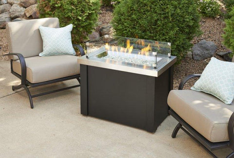 Outdoor Stainless Steel Providence Rectangular Gas Fire Pit Table Fire Pit Outdoor Greatroom Company 