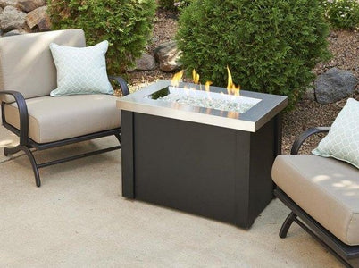 Outdoor Stainless Steel Providence Rectangular Gas Fire Pit Table Fire Pit Outdoor Greatroom Company 