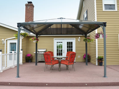 Palermo 3600 Gazebo 12' x 12' Gray/Bronze - The Better Backyard