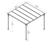 Image of Palram 10 x 10 ft Milano 3000 Aluminum Frame Hard Top Gray Gazebo - The Better Backyard