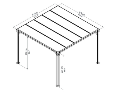 Palram 10 x 10 ft Milano 3000 Aluminum Frame Hard Top Gray Gazebo - The Better Backyard