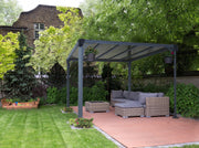 Image of Palram 10 x 10 ft Milano 3000 Aluminum Frame Hard Top Gray Gazebo - The Better Backyard