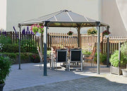 Image of Palram 14 ft.Monaco Aluminum Frame Hexagonal Gray Gazebo - The Better Backyard