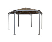 Image of Palram 14 ft.Monaco Aluminum Frame Hexagonal Gray Gazebo - The Better Backyard