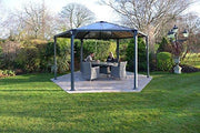 Image of Palram 14 ft.Monaco Aluminum Frame Hexagonal Gray Gazebo - The Better Backyard