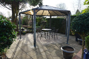 Image of Palram 14 ft.Monaco Aluminum Frame Hexagonal Gray Gazebo - The Better Backyard