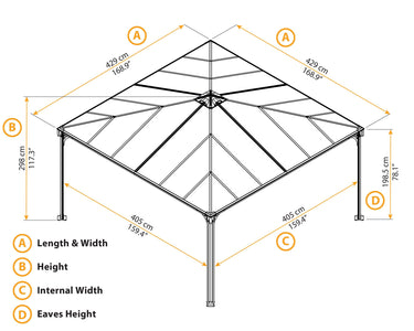 Palram 14 x 14 ft. Aluminum Frame Hard Top Gray Bronze Gazebo - The Better Backyard