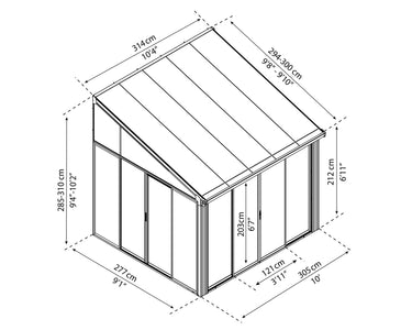 Palram - Canopia | SanRemo 10' x 10' Patio Enclosure - Grey patio enclosure Palram - Canopia 