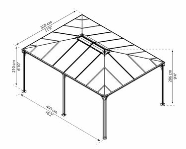 Palram Martinique 5000 Garden 12x16 Gazebo with Polycarbonate Roof Gazebo Palram 