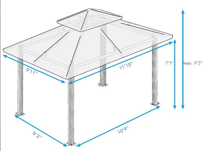 Paragon 10x12 Barcelona Cocoa Top with Privacy Curtains and Netting Gazebo - The Better Backyard