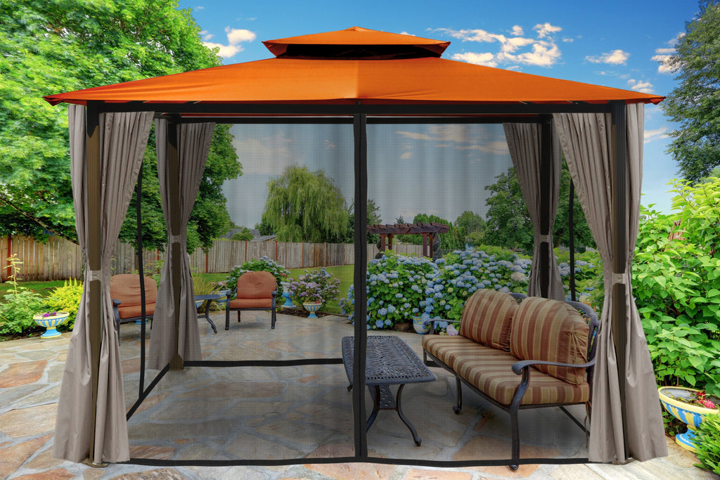 Gazebo with mosquito netting deals