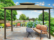 Image of Paragon 10x12 Barcelona Sand Top with Privacy Curtains and Netting Gazebo - The Better Backyard