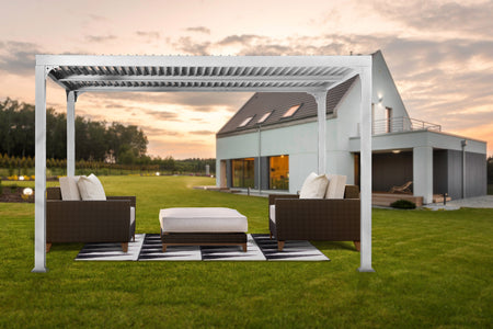 Paragon 10x12 Novara with Louvered Canopy Pergola - The Better Backyard