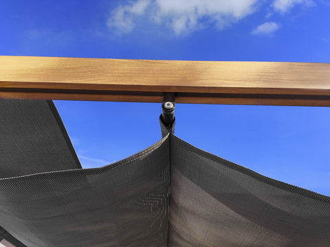 Paragon 11x11 Florence Aluminum Canadian Cedar Finish & Cocoa Color Canopy Pergola - The Better Backyard