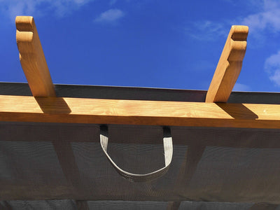 Paragon 11x11 Florence Aluminum Canadian Cedar Finish & Sand Color Canopy Pergola - The Better Backyard