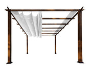 Image of Paragon 11x11 Florence Aluminum Chilean Wood Finish & Beach White Canopy Pergola - The Better Backyard