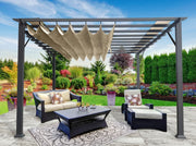 Image of Paragon 11x11 Florence Pergola with Grey Aluminum Frame and Sand Convertible Canopy Pergola Paragon-Outdoor 