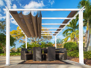 Image of Paragon 11x11 Florence Pergola with White Aluminum Frame and Cocoa Color Convertible Canopy Pergola Paragon-Outdoor 