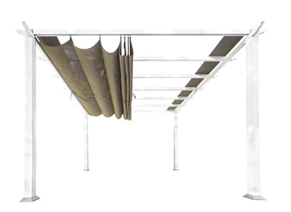Paragon 11x11 Florence White Aluminum with Sand Color Convertible Canopy Pergola - The Better Backyard