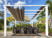 Image of Paragon 11x11 Florence White Aluminum with Sand Color Convertible Canopy Pergola - The Better Backyard