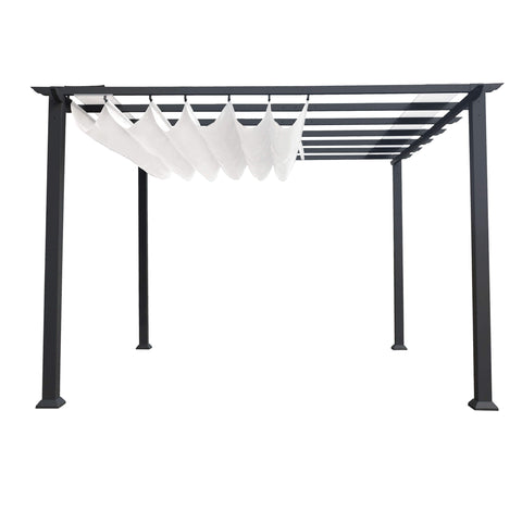Image of Paragon 11x11 Grey Aluminum with Beach White Convertible Canopy Pergola - The Better Backyard