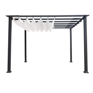 Paragon 11x11 Grey Aluminum with Beach White Convertible Canopy Pergola - The Better Backyard
