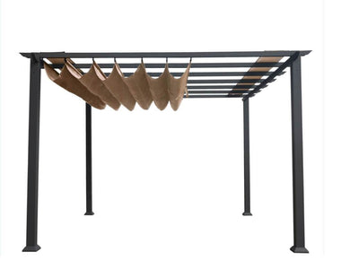 Paragon 11x11 Grey Aluminum with Cocoa Convertible Canopy Pergola - The Better Backyard
