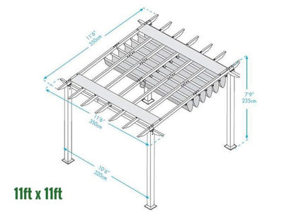 Paragon 11x11 Grey Aluminum with Sand Convertible Canopy Pergola - The Better Backyard