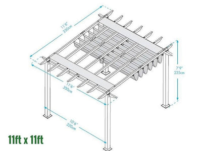 Paragon 11x11 Pergola Chilean Ipe Frame and Silver Canopy Pergola Paragon-Outdoor 