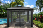 Image of Paragon 11x11 Siena Hard Top with Sliding Screen Gazebo - The Better Backyard