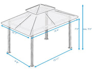 Image of Paragon 11x14 Kingsbury Gazebo Cocoa Sunbrella Roof Top with Curtains & Netting - The Better Backyard