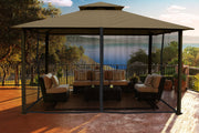 Image of Paragon 11x14 Kingsbury Gazebo Sand Roof Top with Curtains & Netting - The Better Backyard