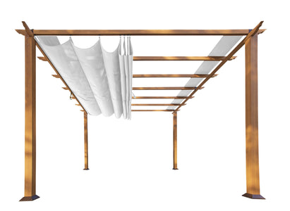 Paragon 11x16 Florence Aluminum Canadian Cedar Finish & Beach White Canopy Pergola - The Better Backyard