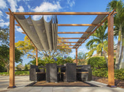 Image of Paragon 11x16 Florence Aluminum Canadian Cedar Finish & Sand Color Canopy Pergola - The Better Backyard