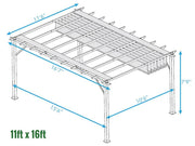 Image of Paragon 11x16 Florence Aluminum Chilean Wood Finish & Beach White Canopy Pergola - The Better Backyard