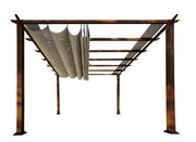 Image of Paragon 11x16 Florence Aluminum Chilean Wood Finish & Sand Color Convertible Canopy Pergola - The Better Backyard